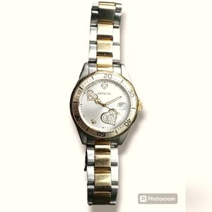 Invicta Ladies Pro Diver Silver Crystal Heart Dial Two Tone Steel Watch 12287